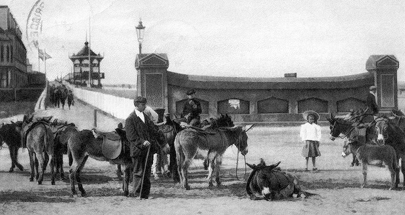 Postcard of Withernsea donkey rides
