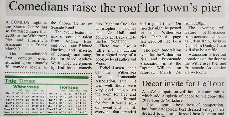 Holderness Gazette Press coverage Comedy Evening