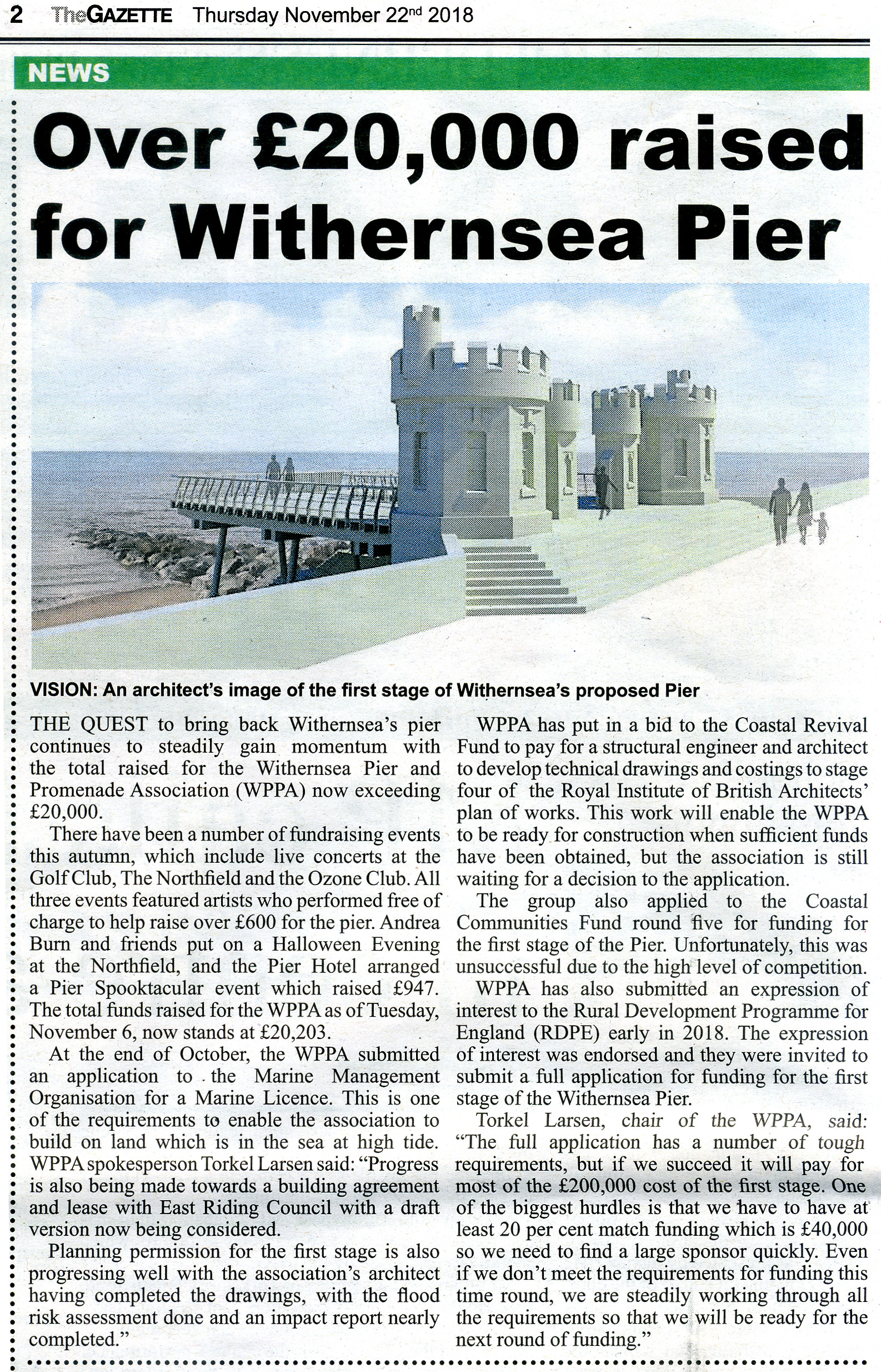 Withernsea Pier Article in Gazette